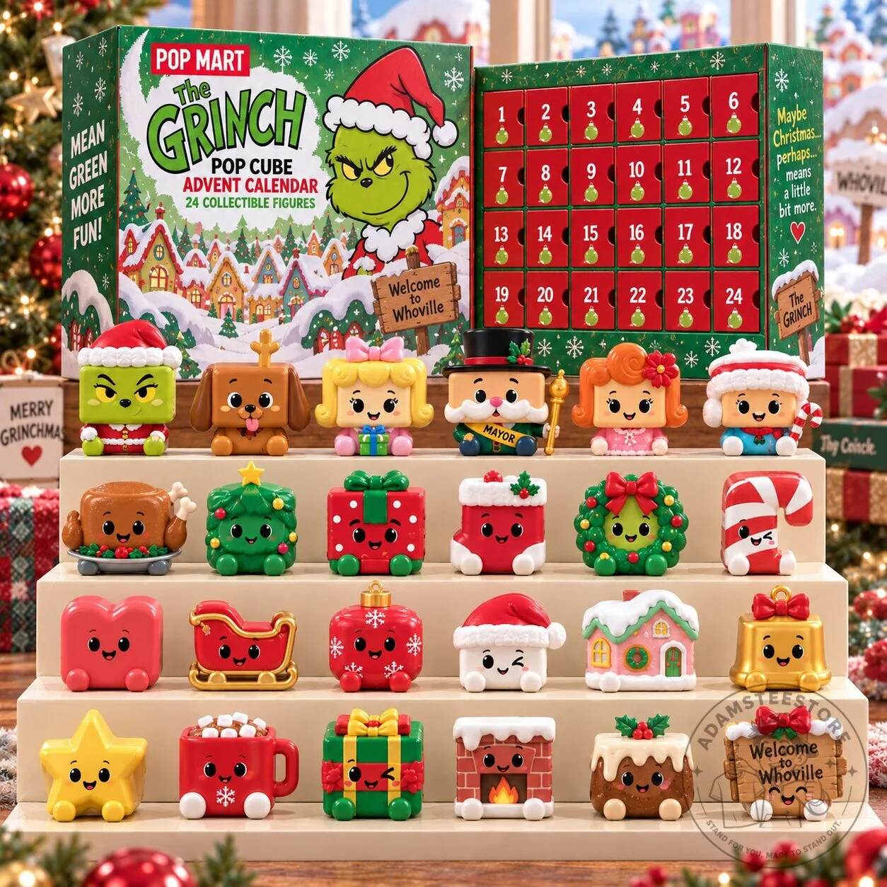 The Grinch Pop Cube Advent Calendar Set with 24 Collectible Figures