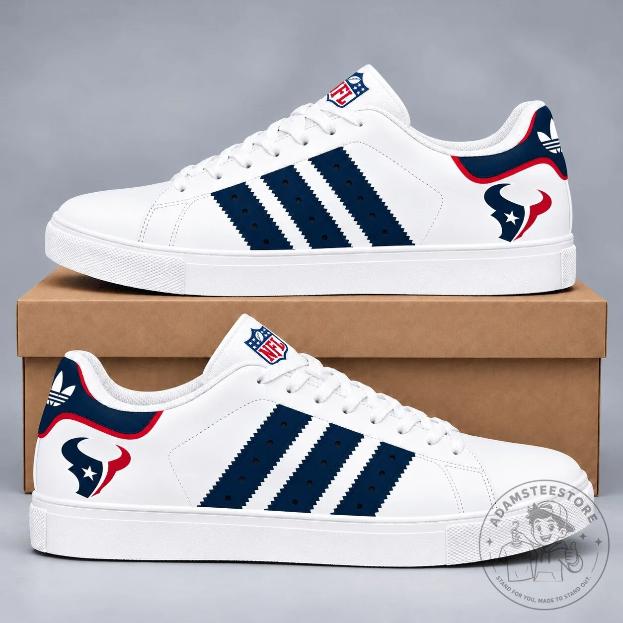 Houston Texans National Football League Team Logo White Sneakers Shoes