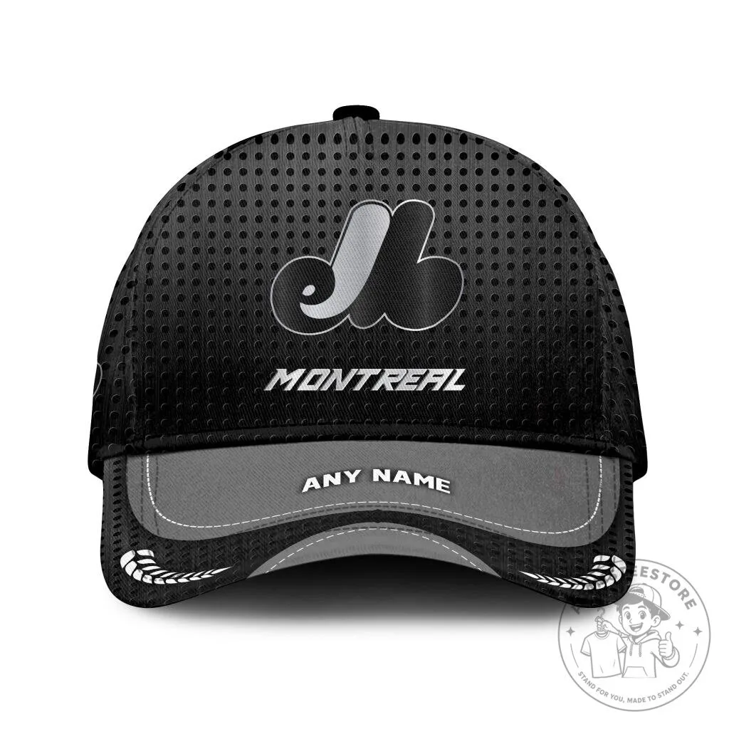 Montreal Expos Baseball Team Personalized Name Black Cap Hat