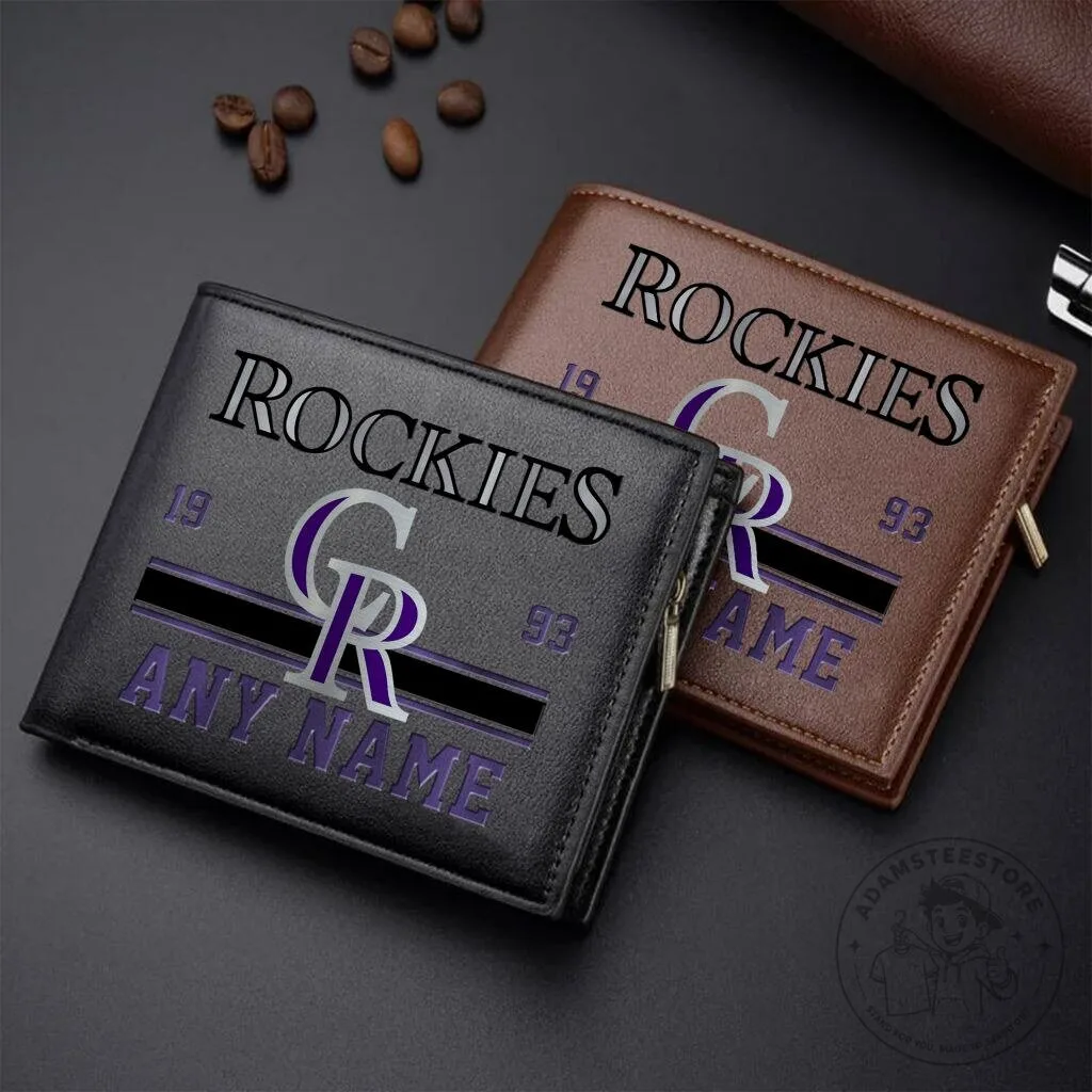 Colorado Rockies Personalized Custom Name Leather Wallet