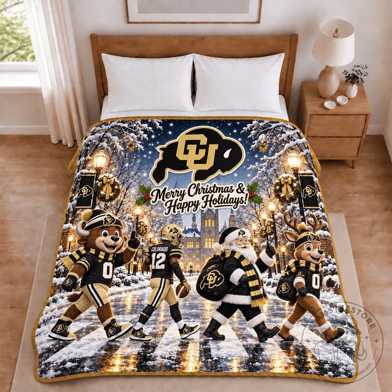 Colorado Buffaloes Christmas Football Holiday Blanket