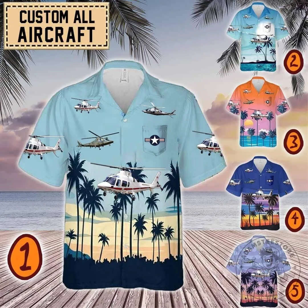 AgustaWestland AW109 Helicopter Tropical Hawaiian Shirt