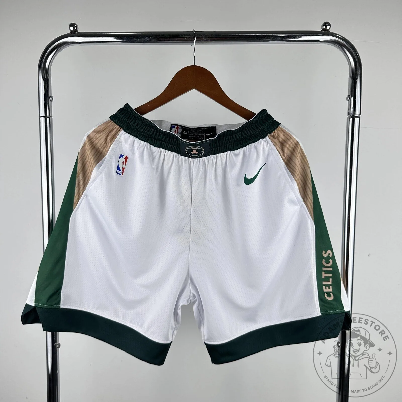 Boston Celtics City Edition White Green Gold Basketball Shorts