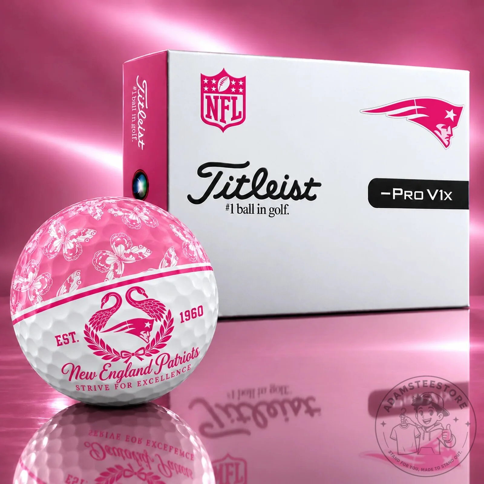 New England Patriots NFL Pink Breast Cancer Awareness Golf Ball