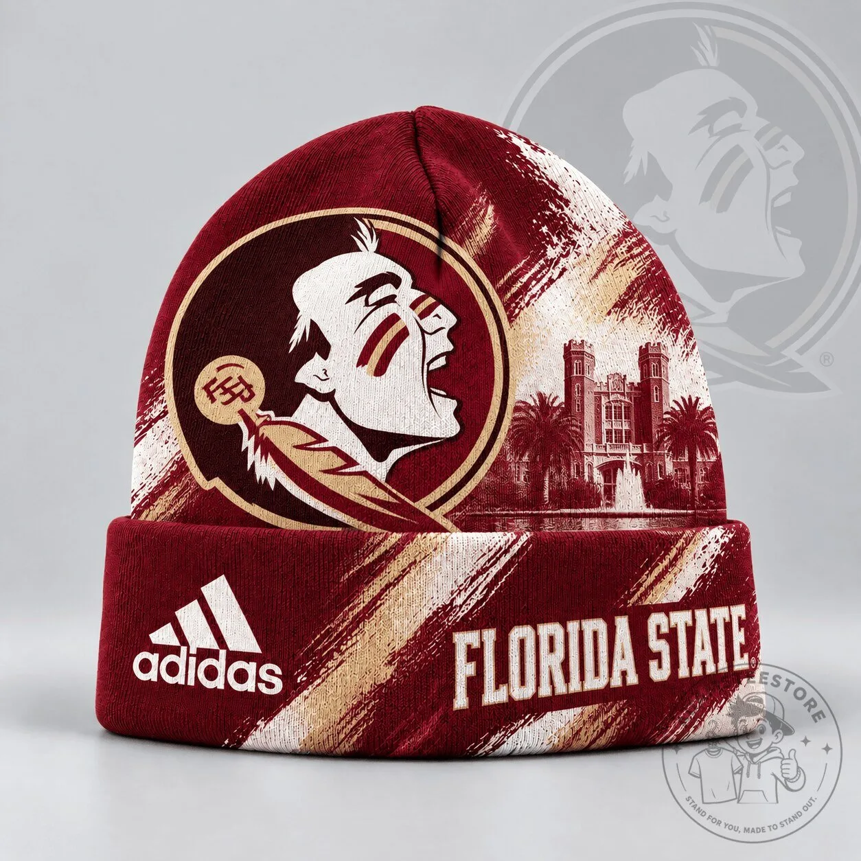 Florida State Seminoles Adidas Knit Beanie Hat with Brushstroke Design