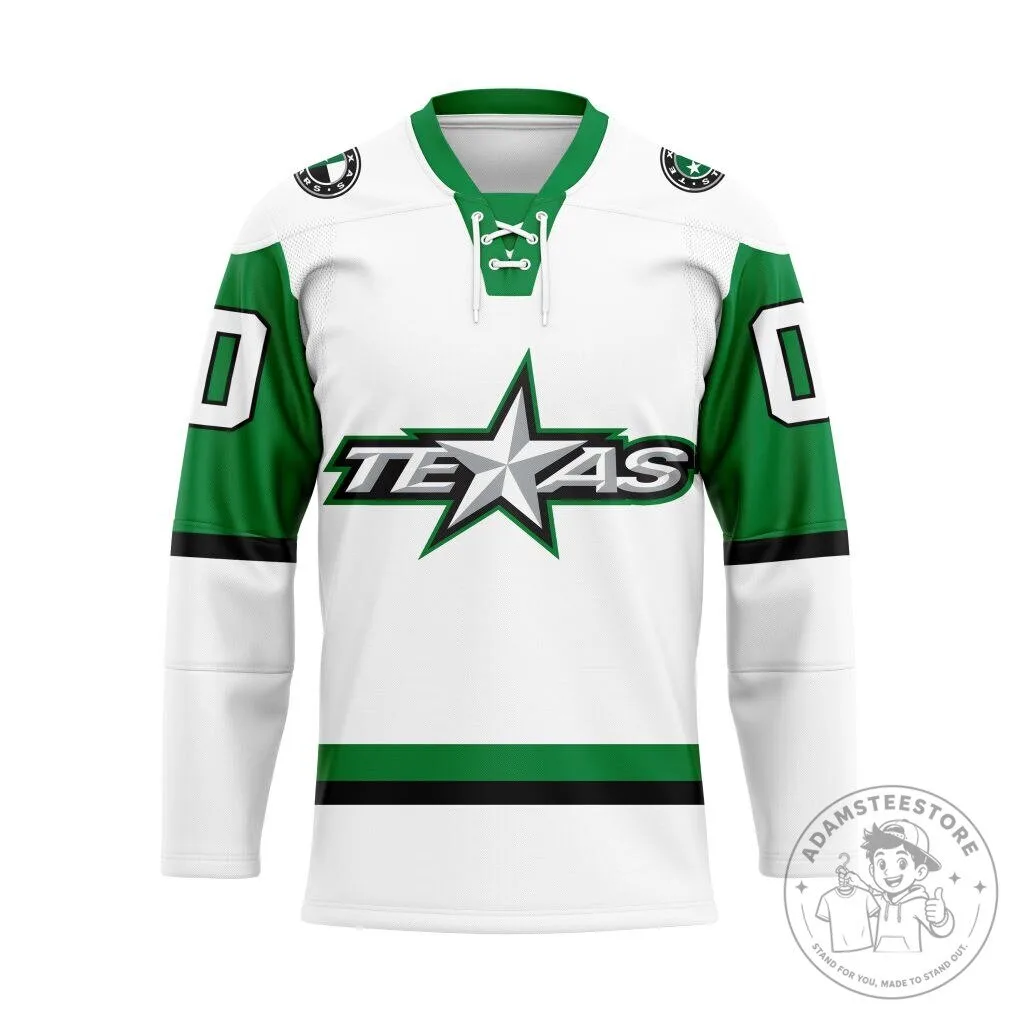 Texas Stars White and Green Ice Hockey Team Jersey