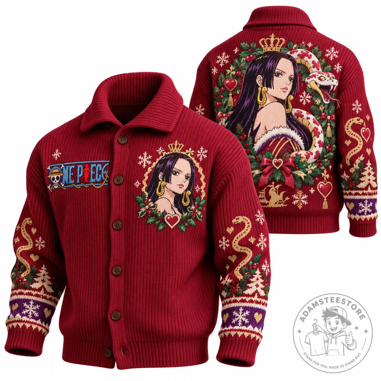 One Piece Boa Hancock Christmas Holiday Knitted Cardigan Sweater