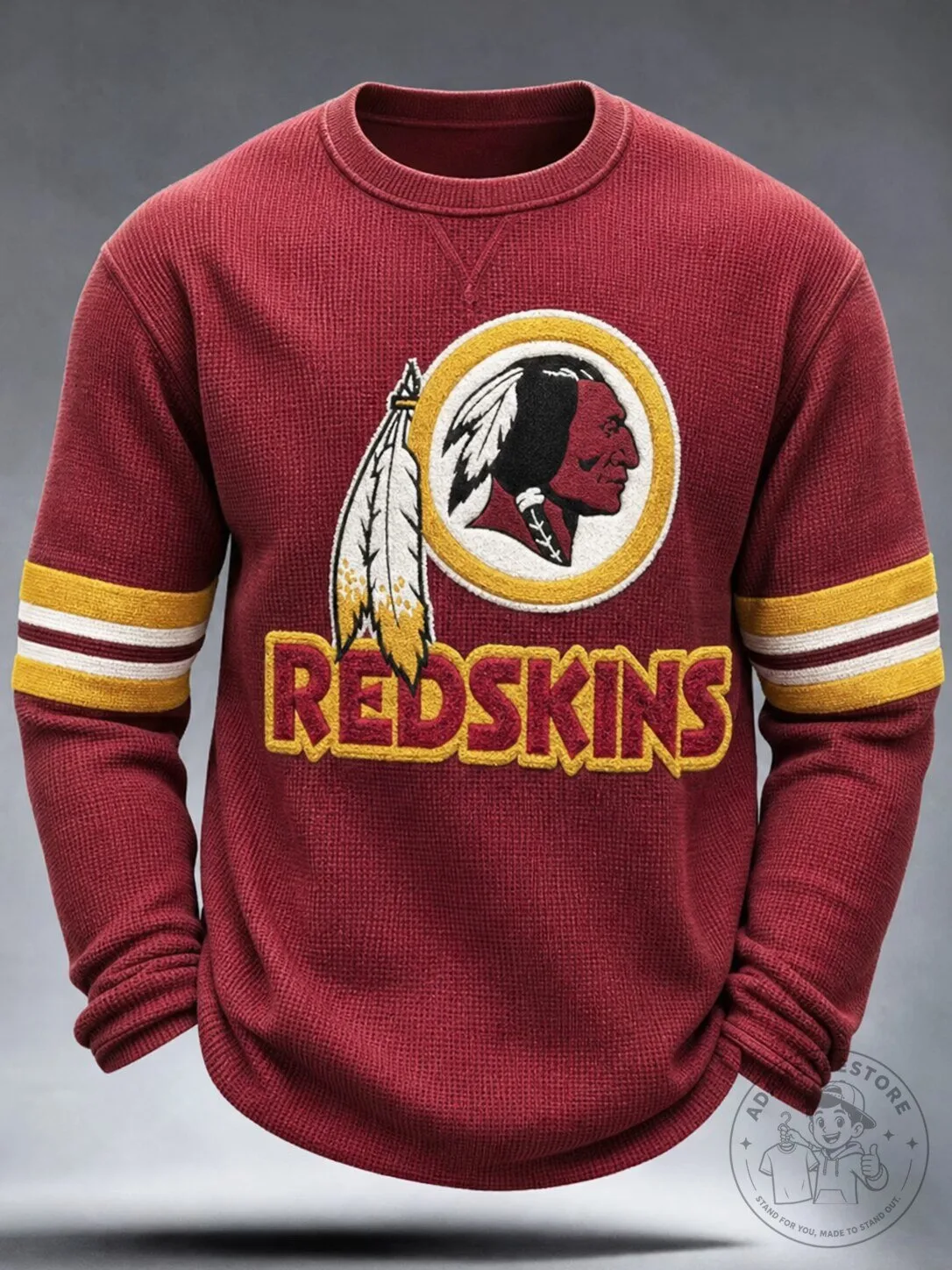 Washington Redskins Football Team Logo Red Crewneck Sweatshirt for Men