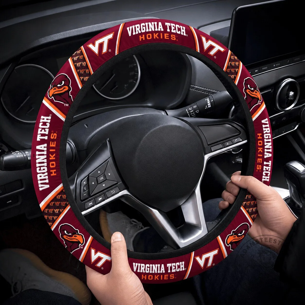Virginia Tech Hokies Mascot Logo Car Steering Wheel Cover