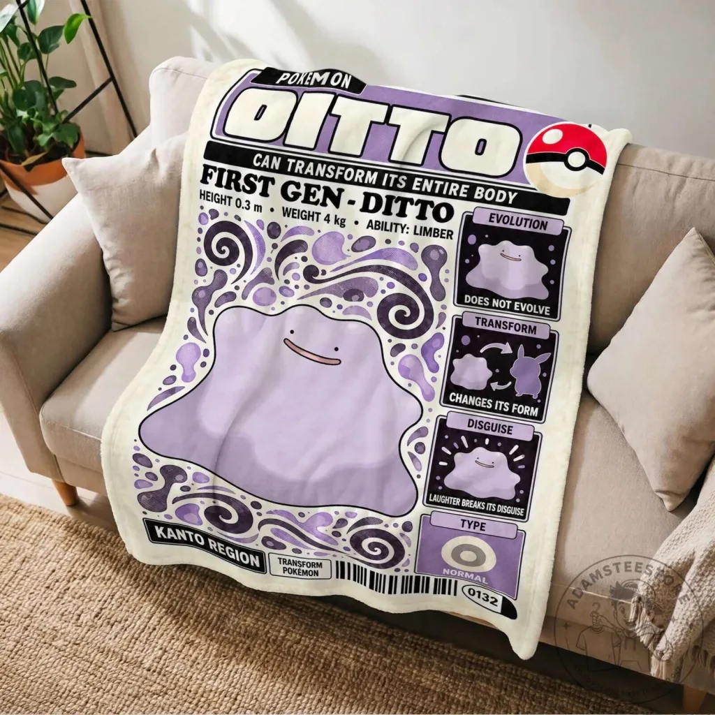 Pokemon Ditto First Generation Kanto Region Evolution Chart Fleece Blanket Pokemon Ditto First Generation Kanto Region Evolution Chart Fleece Blanket