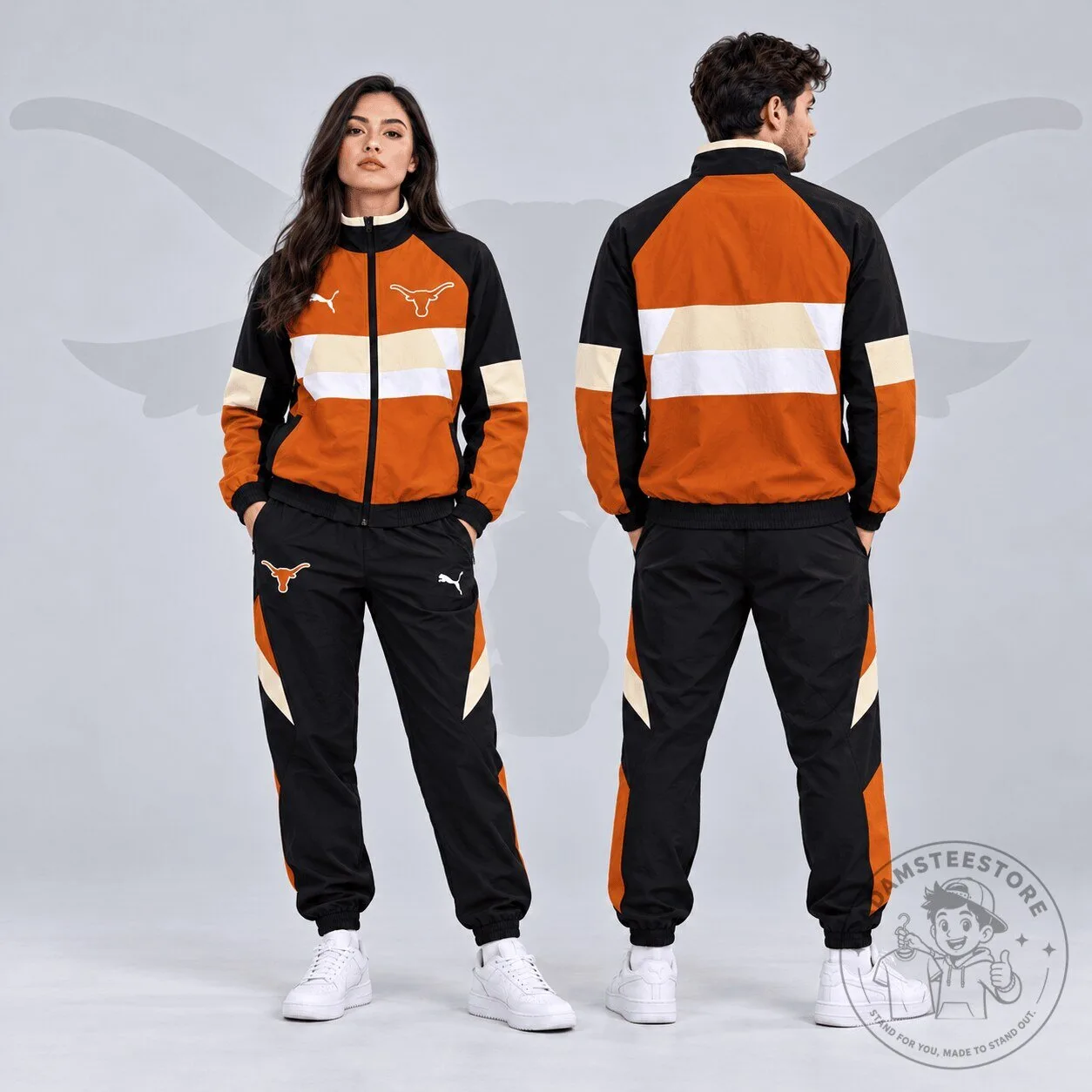 Texas Longhorns Orange Black Colorblock Performance Tracksuit Jacket