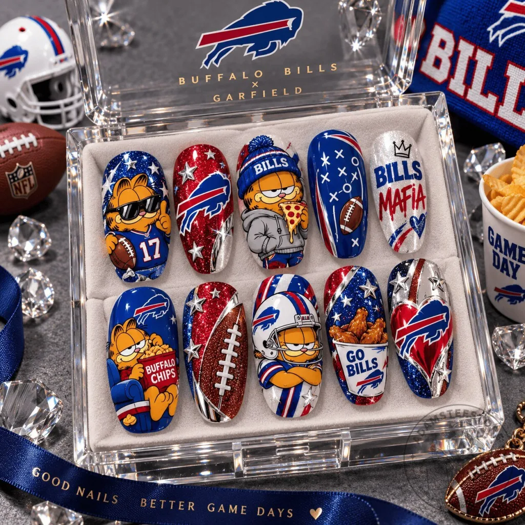 Buffalo Bills Football Garfield Game Day Press-On Nails Set