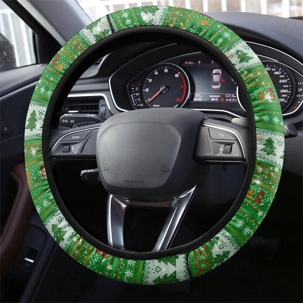 Steering Wheel Cover with Christmas Ugly Sweater Design Pattern 7 Steering Wheel Cover with Christmas Ugly Sweater Design Pattern