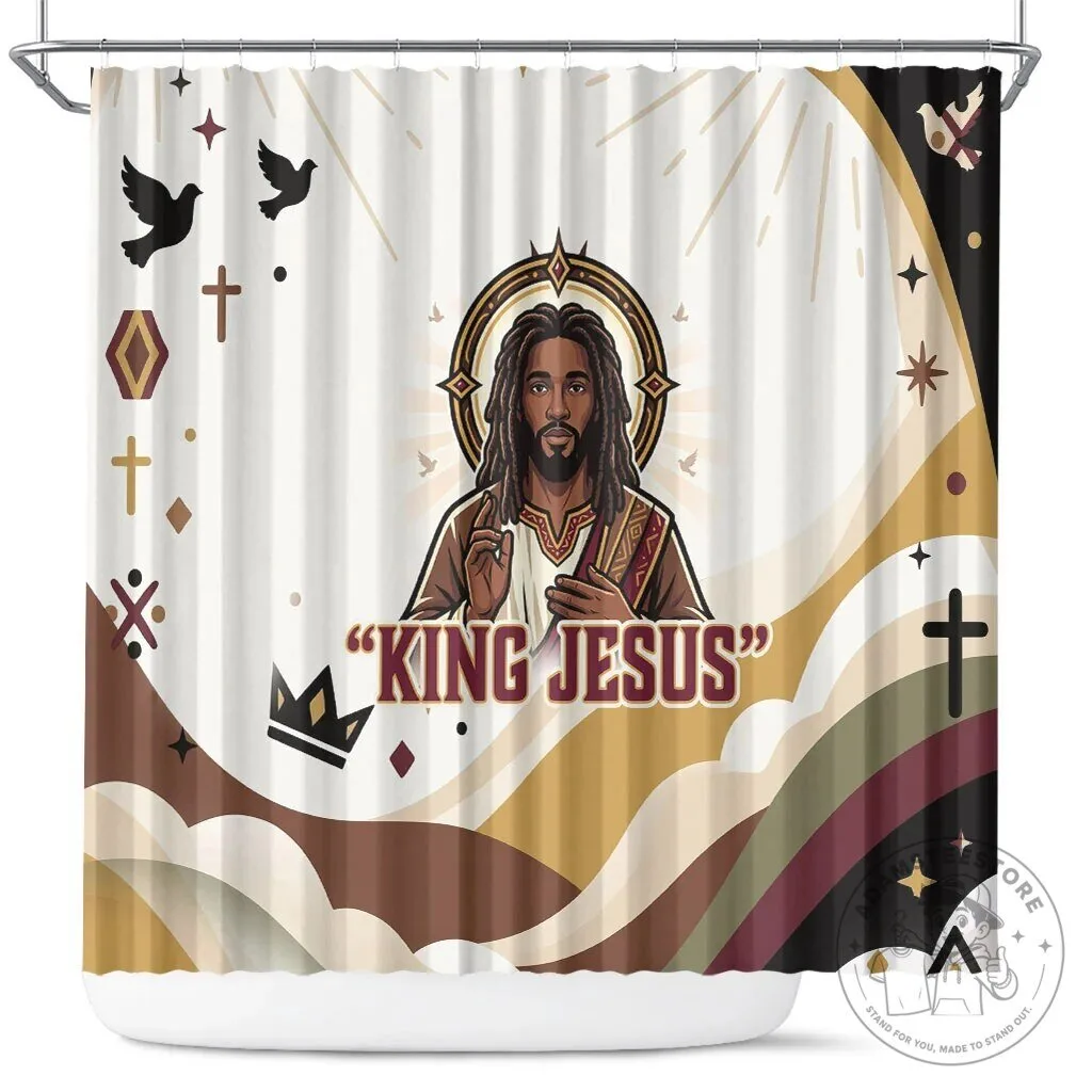King Jesus African American Christ Religious Christian Faith Holy Cross Dove Shower Curtain
