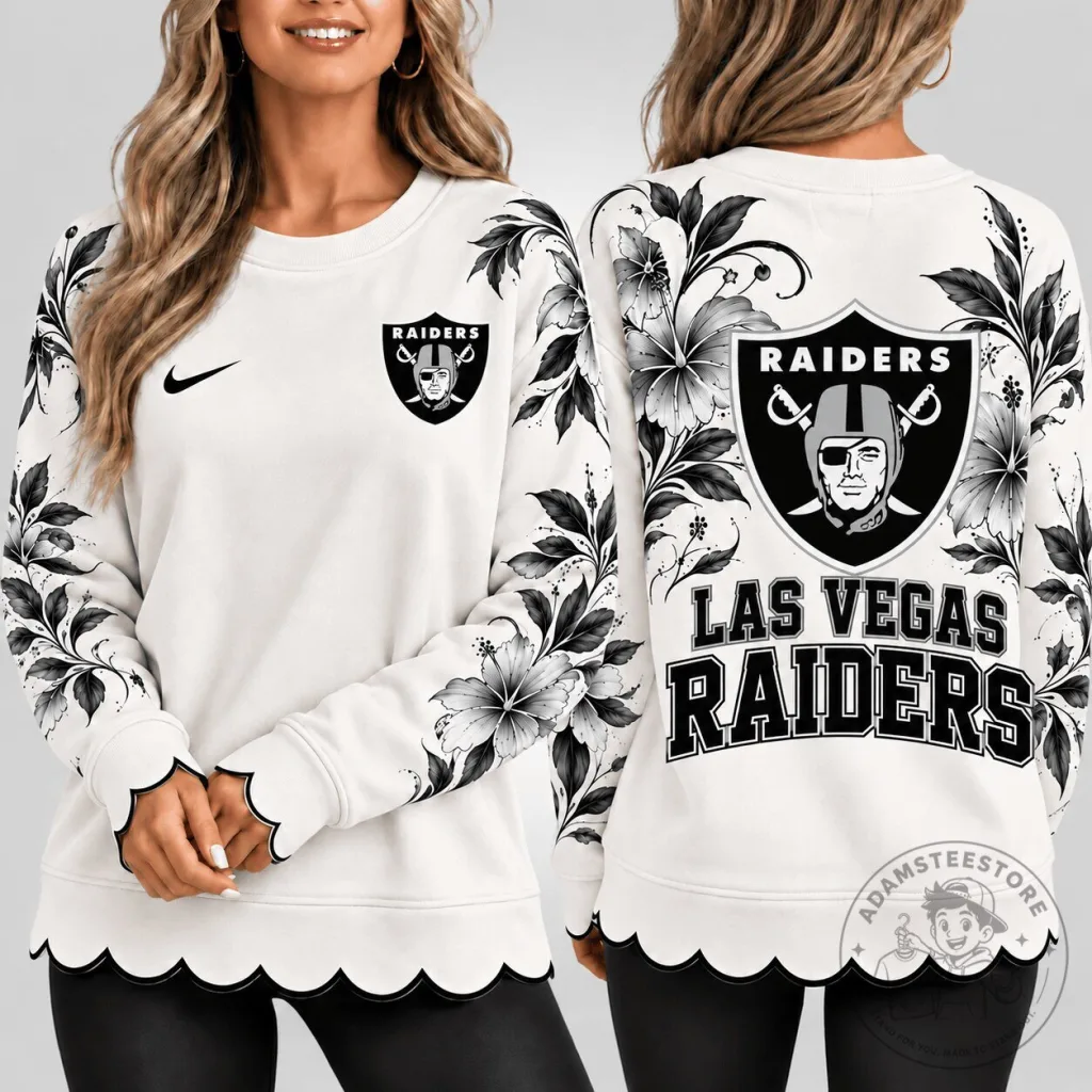 Las Vegas Raiders Floral Elegance Crewneck Sweatshirt for Women Las Vegas Raiders Floral Elegance Crewneck Sweatshirt for Women