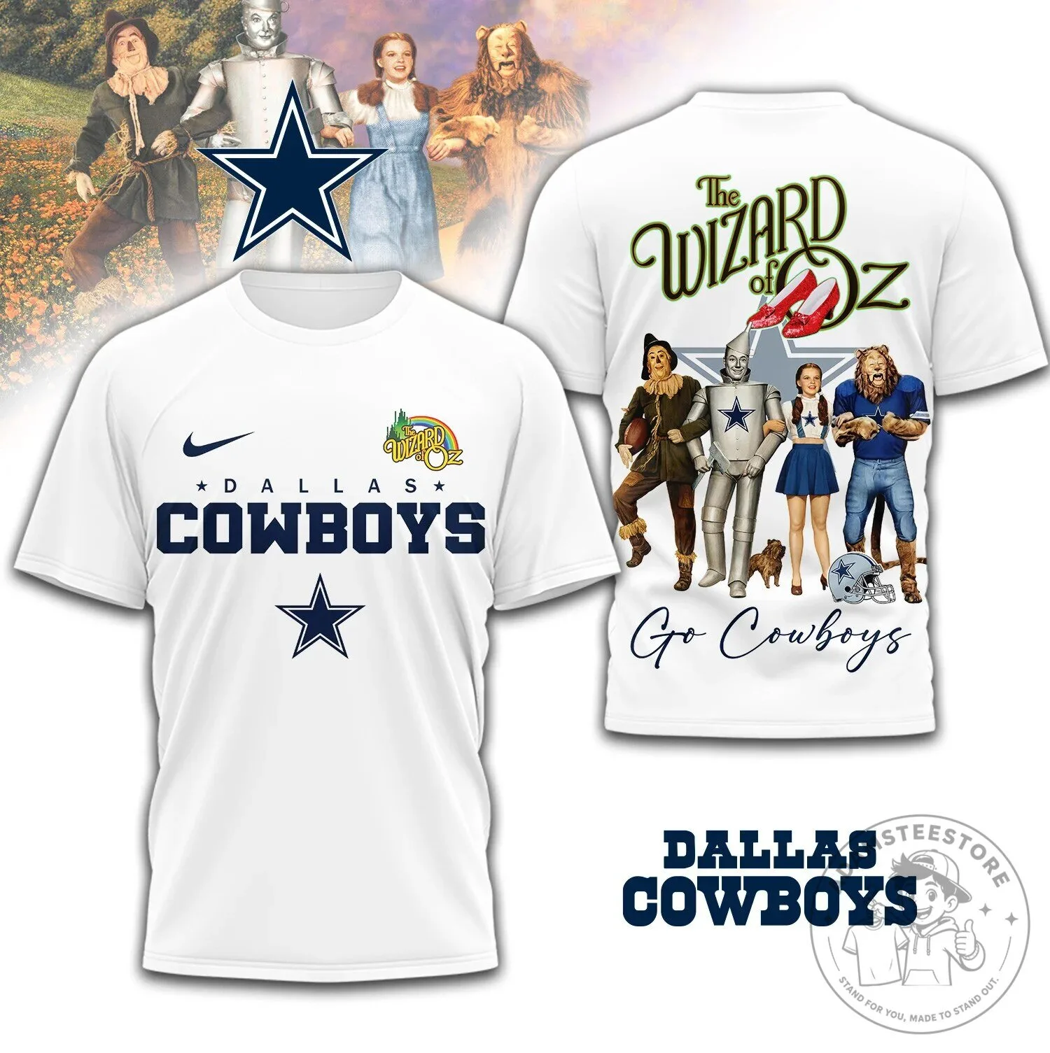 Dallas Cowboys The Wizard of Oz Football Team White T-Shirt