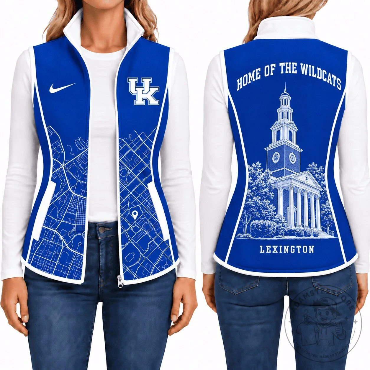 Kentucky Wildcats Lexington Map Women's Sleeveless Fleece Jacket
