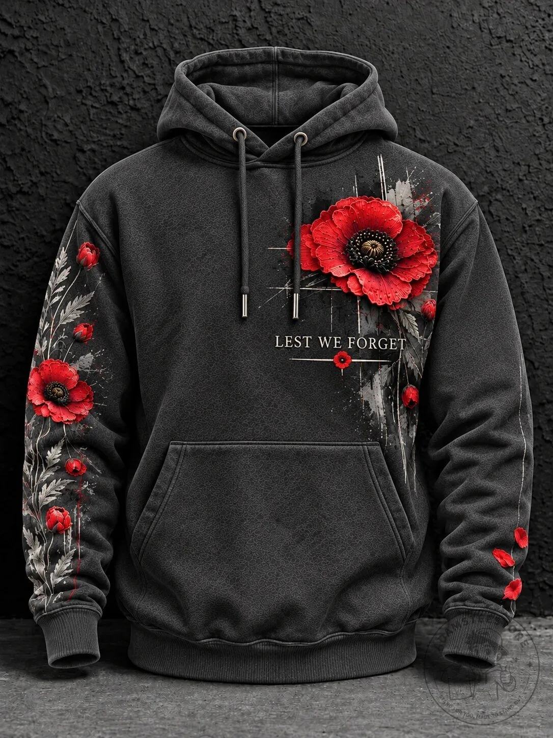 Remembrance Day Lest We Forget Poppy Flower Memorial Hoodie
