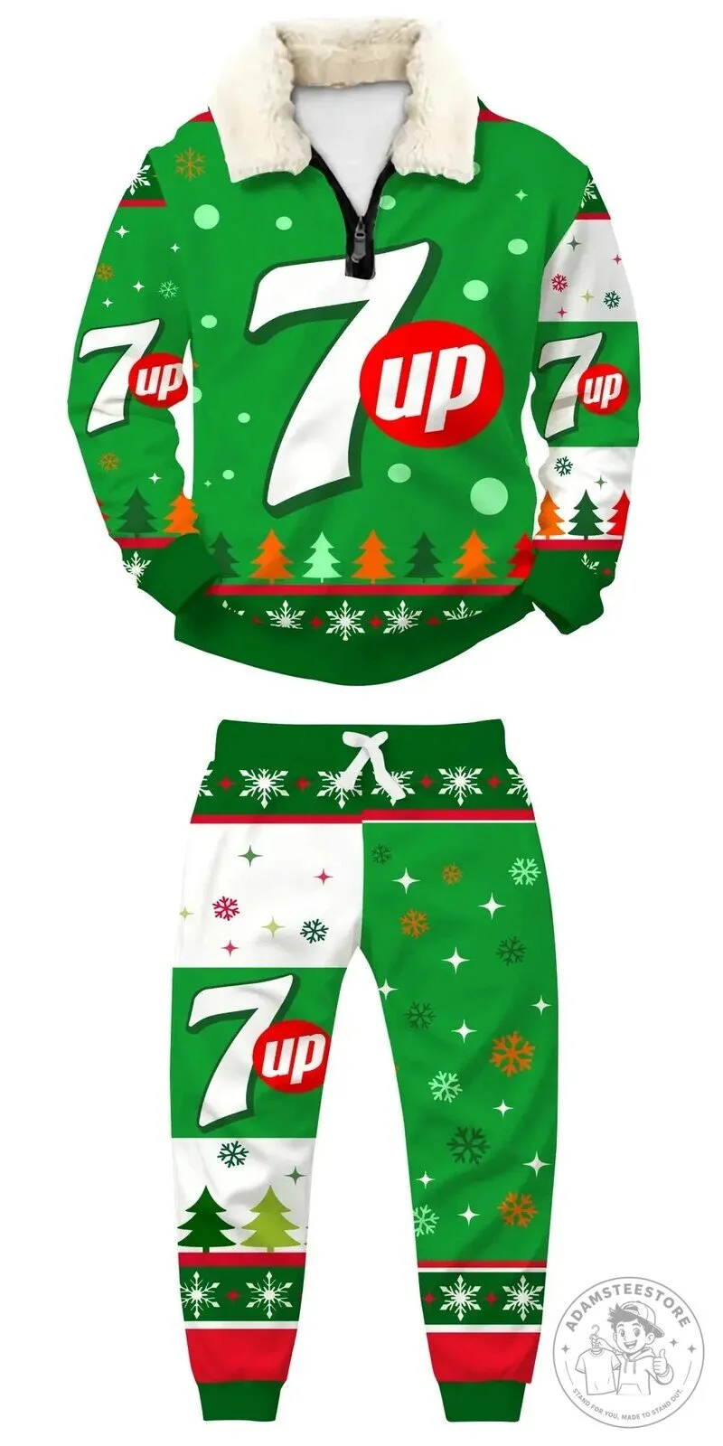 7 Up Ugly Christmas Holiday Quarter Zip Sweatshirt