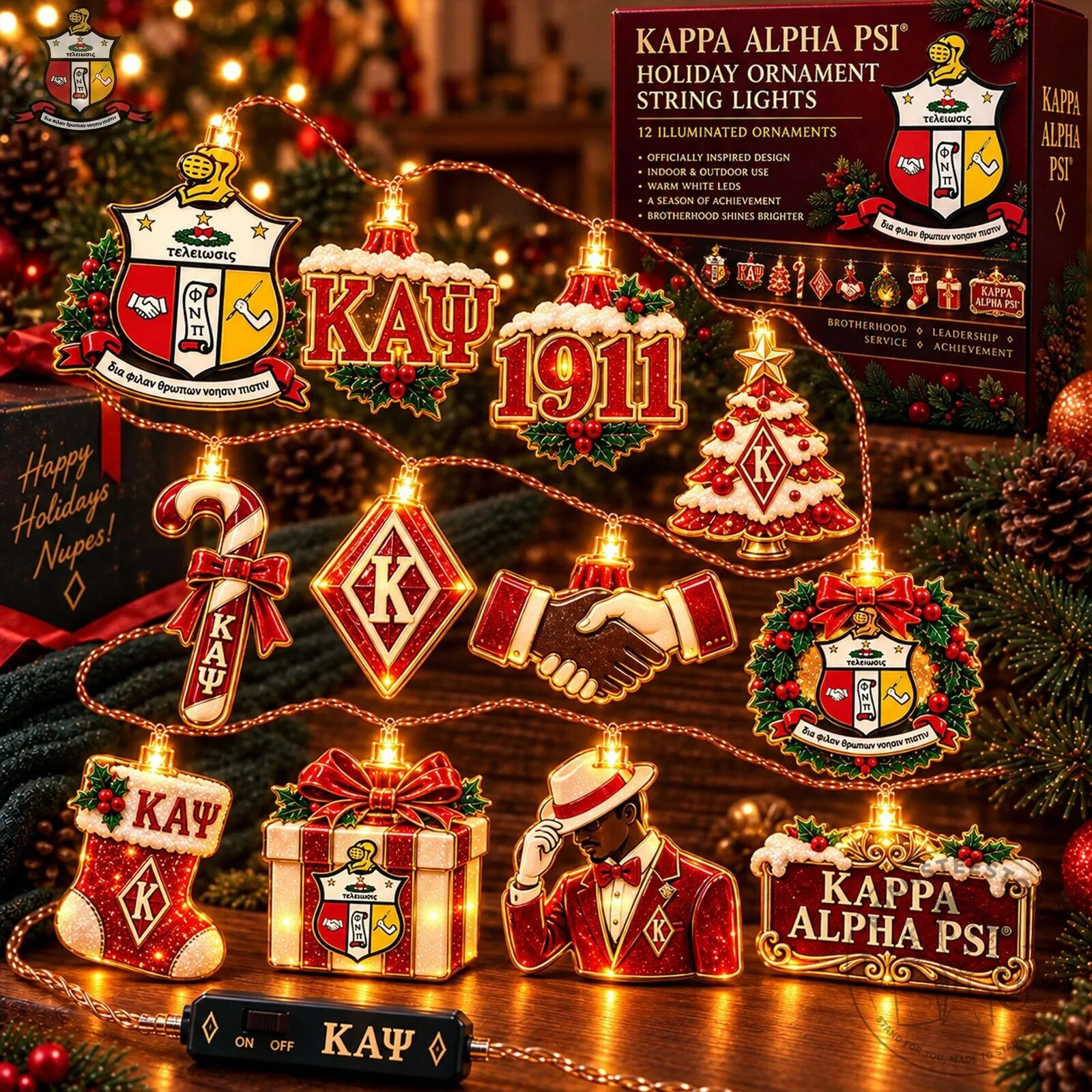 Kappa Alpha Psi Christmas Holiday String Lights