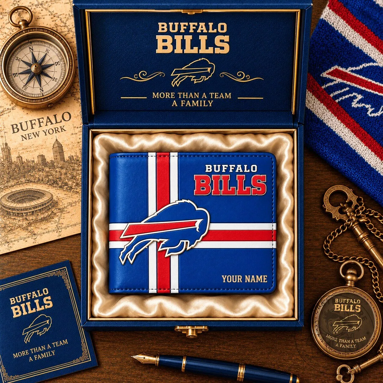 Buffalo Bills NFL Football Team Personalized Bi-Fold Wallet