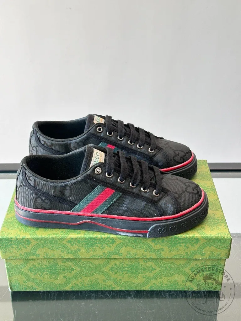 Gucci Black Canvas Low Top Sneaker Shoes