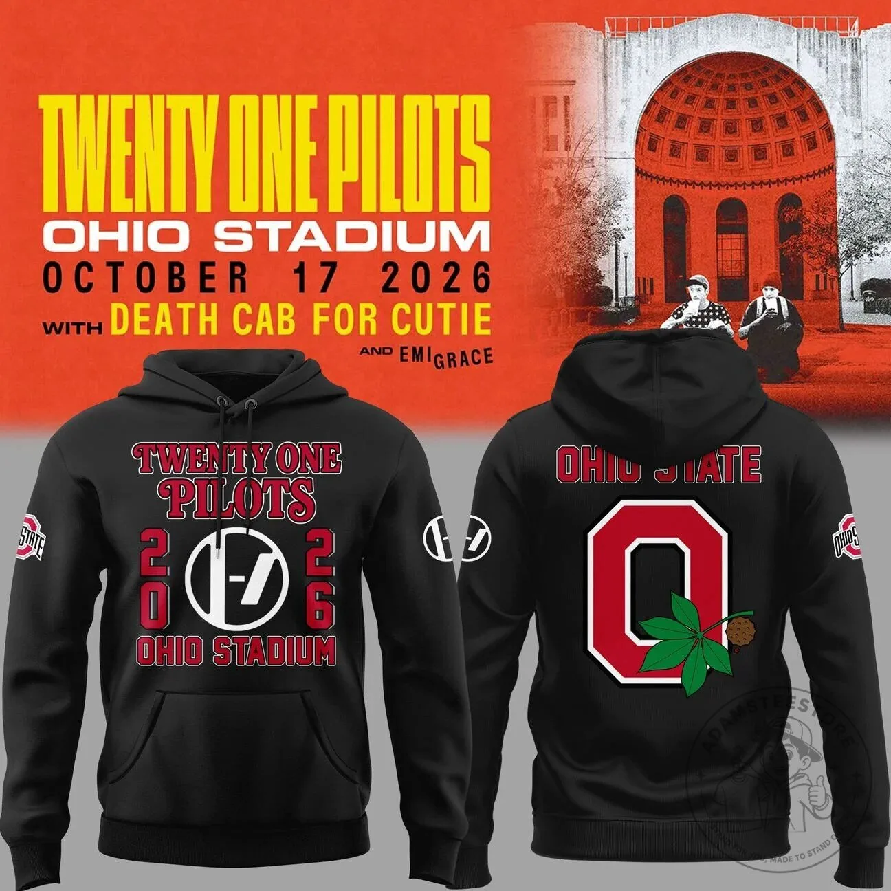 Ohio State Football Twenty One Pilots Concert 2026 Black Hoodie