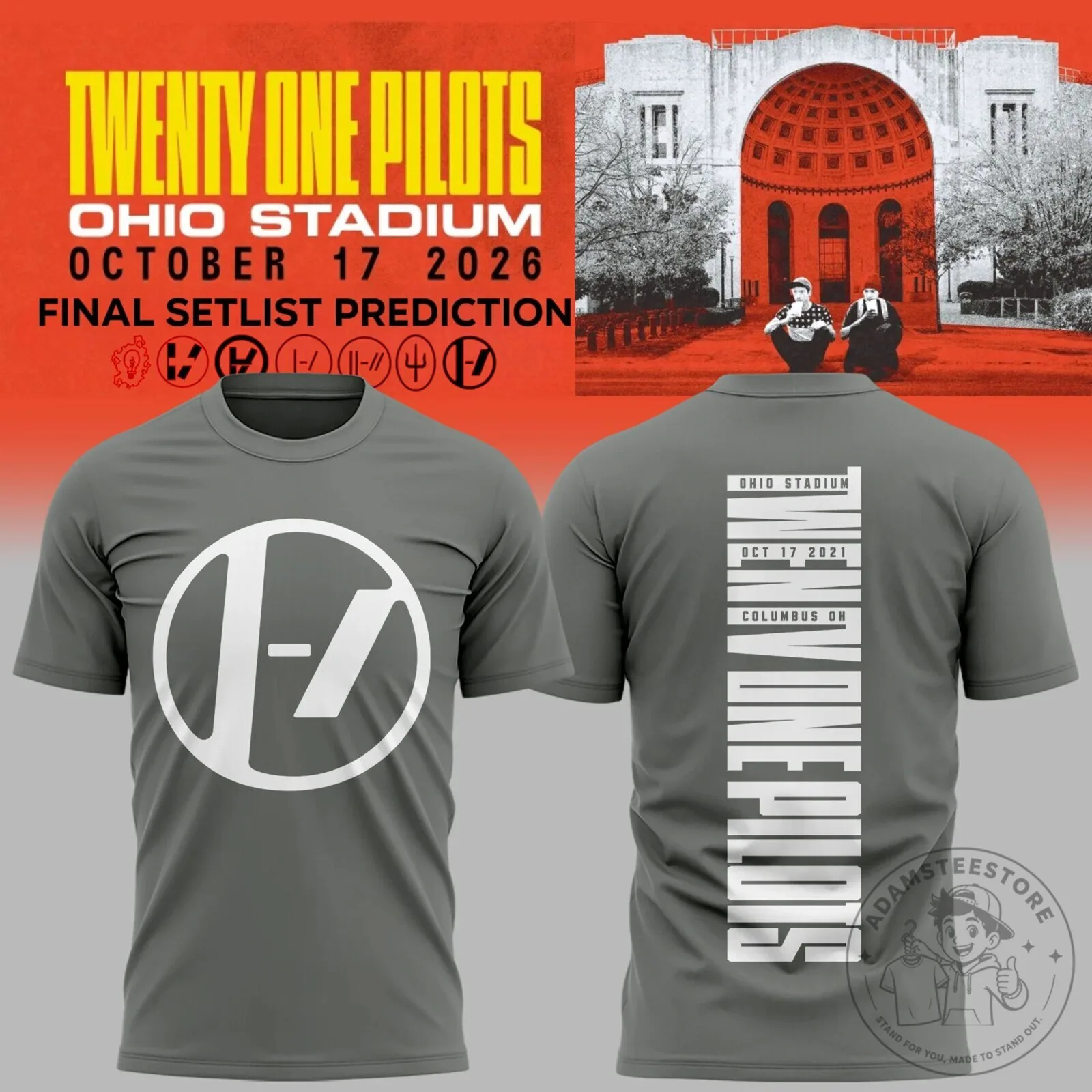 Twenty One Pilots Ohio Stadium Final Setlist Prediction Concert T-Shirt