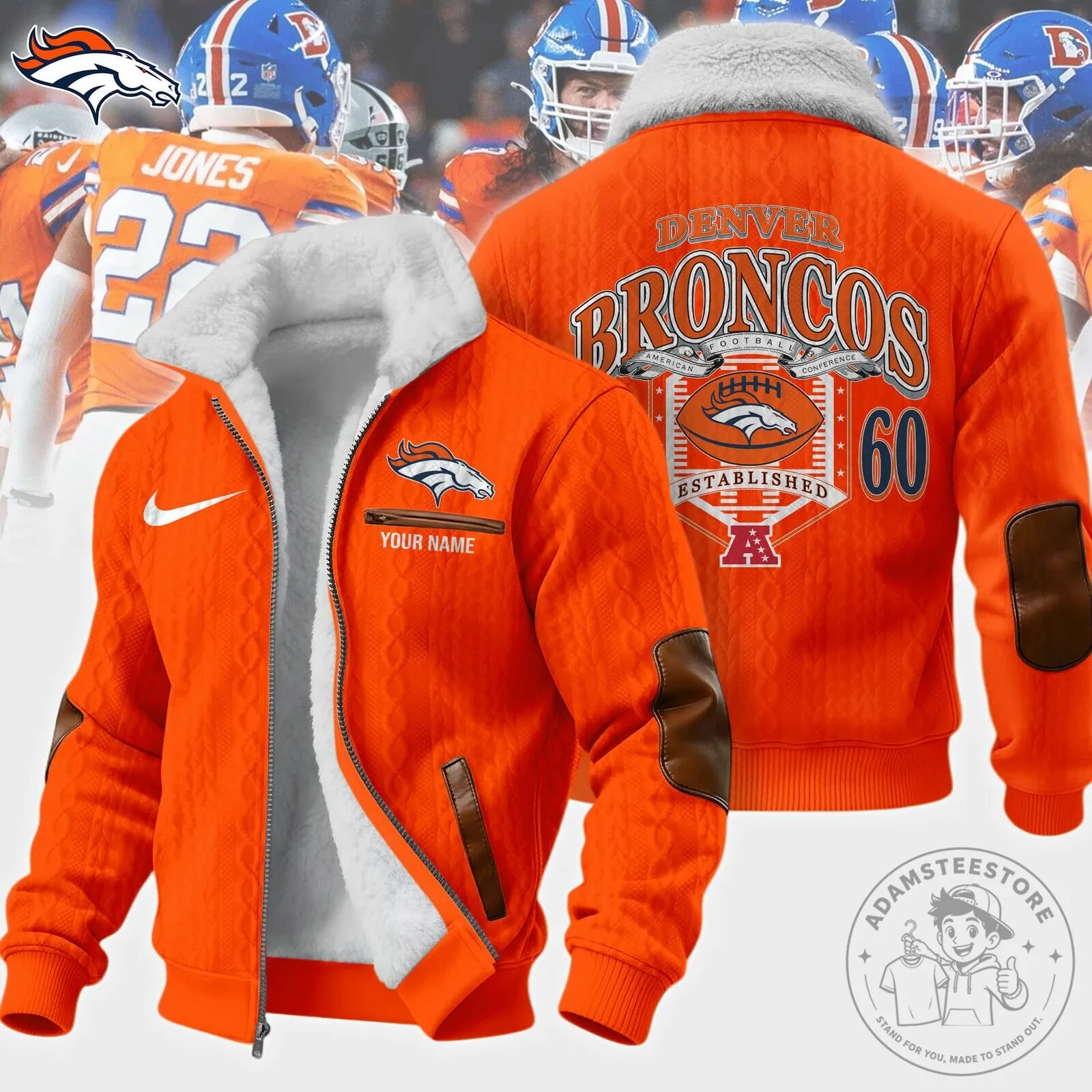 Denver Broncos Sherpa Lined Varsity Jacket 4 Denver Broncos Sherpa Lined Varsity Jacket