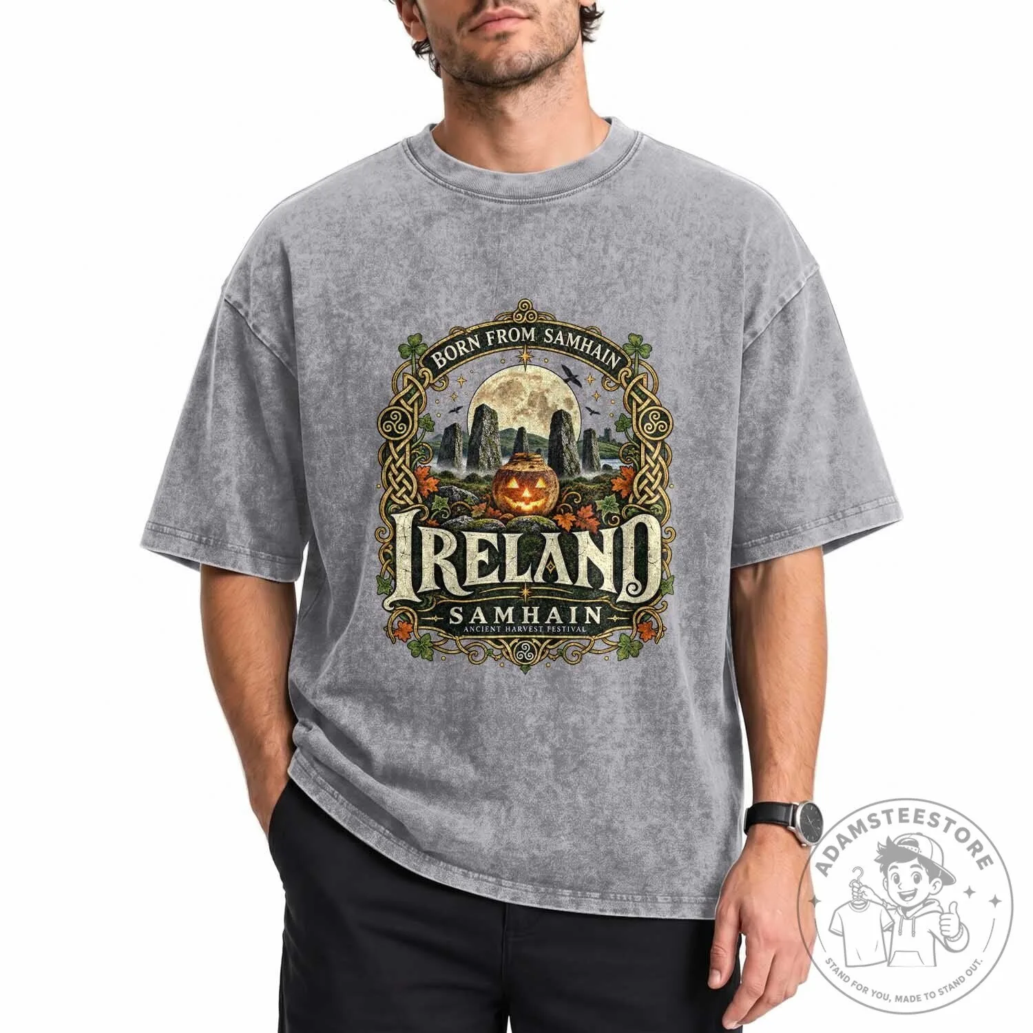 Ireland Samhain Ancient Harvest Festival Washed Cotton T-Shirt