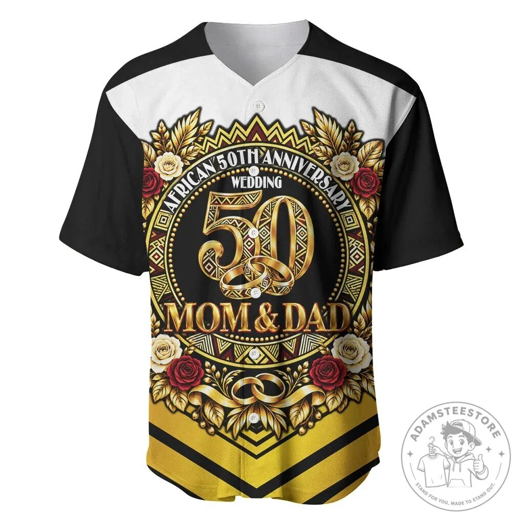 African 50th Wedding Anniversary Mom and Dad Baseball Jersey
