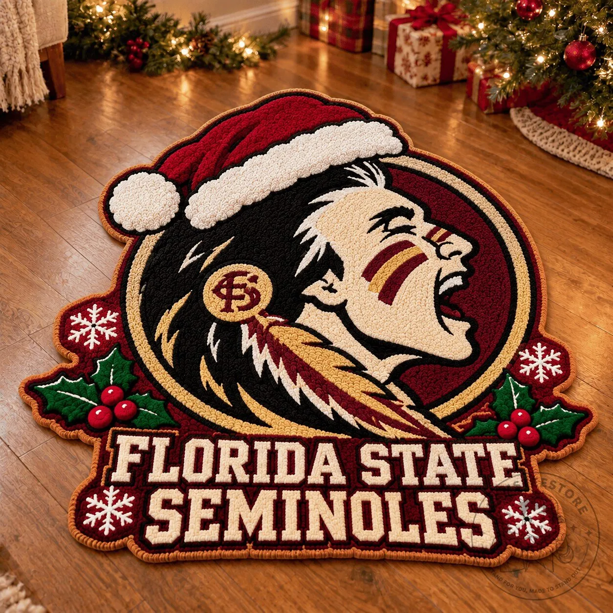 Florida State Seminoles Christmas Holiday Spirit Doormat