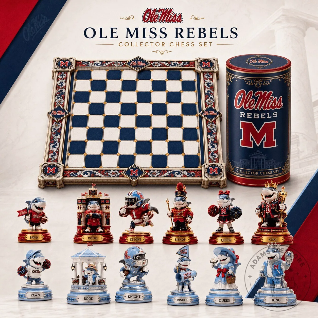Ole Miss Rebels Collectible Chess Set with Custom Game Pieces