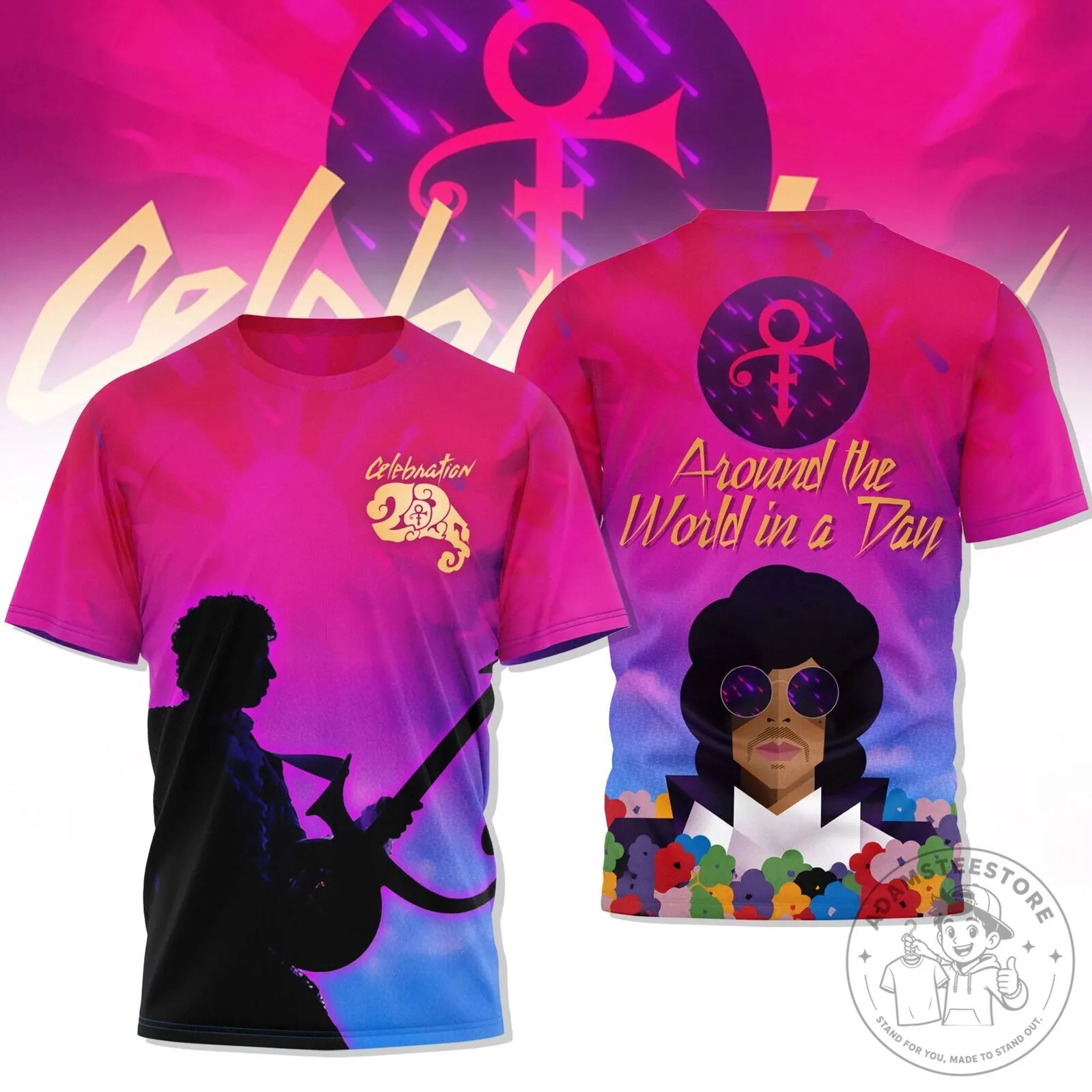 Prince Purple Rain Celebration Around the World in a Day Album Cover T-Shirt
