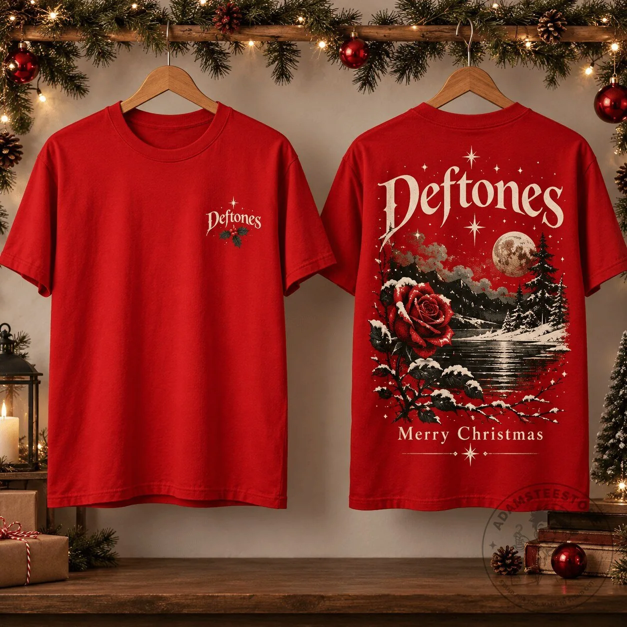 Winter Wonderland Holiday T-Shirt featuring Deftones' Christmas Rose Design