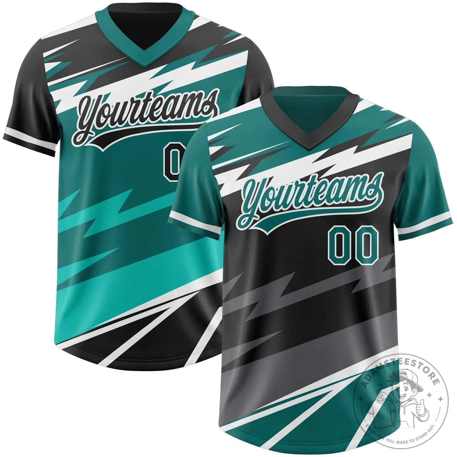 Custom Teal Black Lightning Geometric Zigzag Reversible Pullover Baseball Jersey 12 Custom Teal Black Lightning Geometric Zigzag Reversible Pullover Baseball Jersey