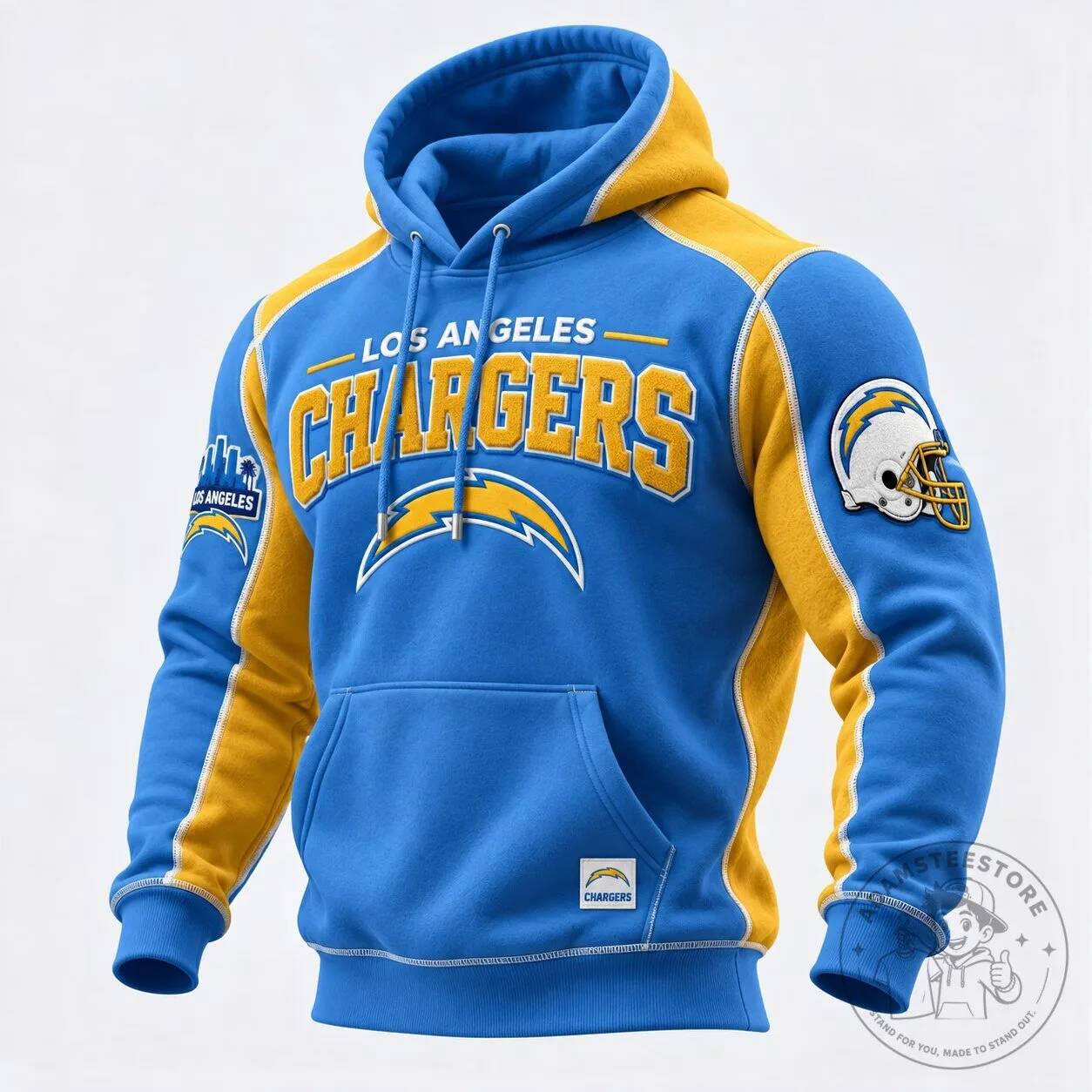 Los Angeles Chargers Football Team Blue and Gold Hoodie
