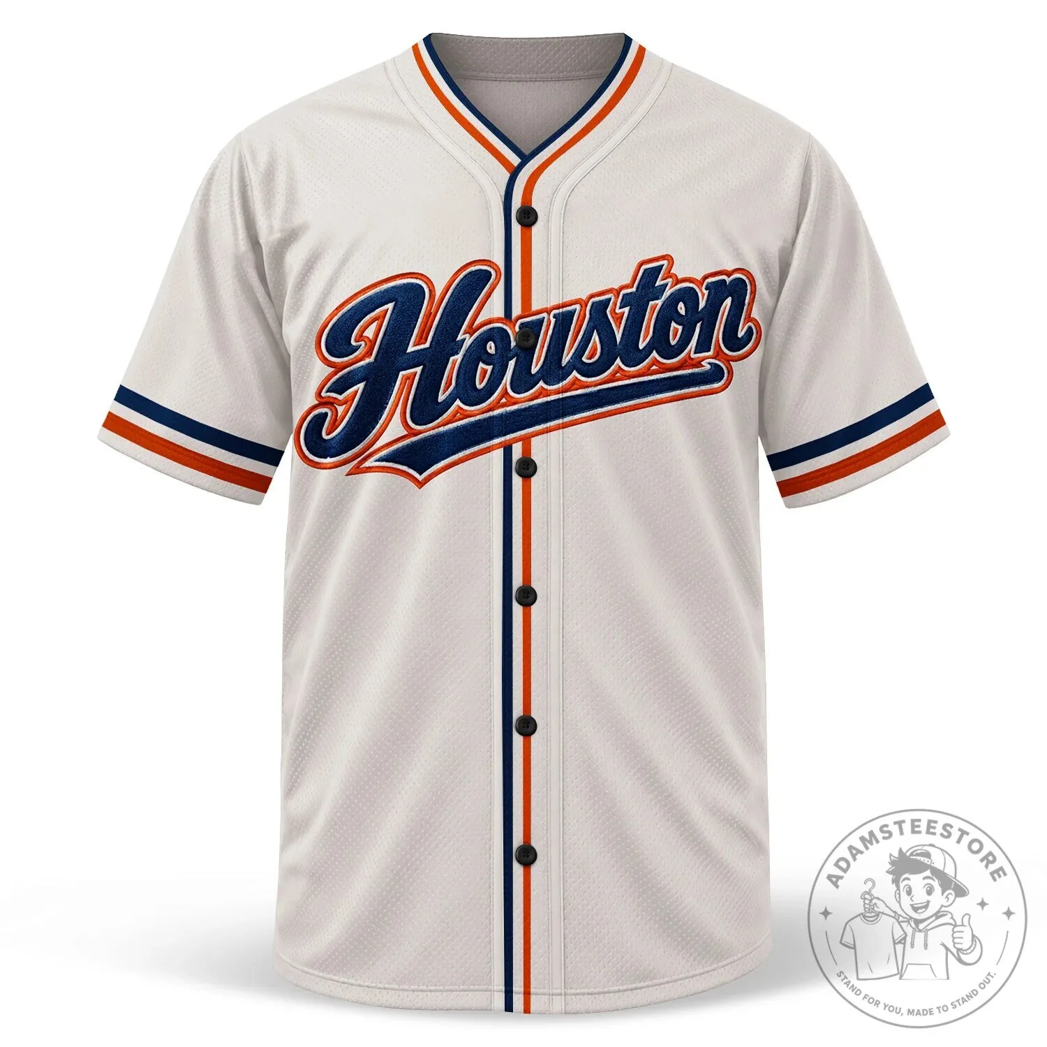 Houston City Script Baseball Jersey - White and Blue Striped Sports Top 14 Houston City Script Baseball Jersey - White and Blue Striped Sports Top
