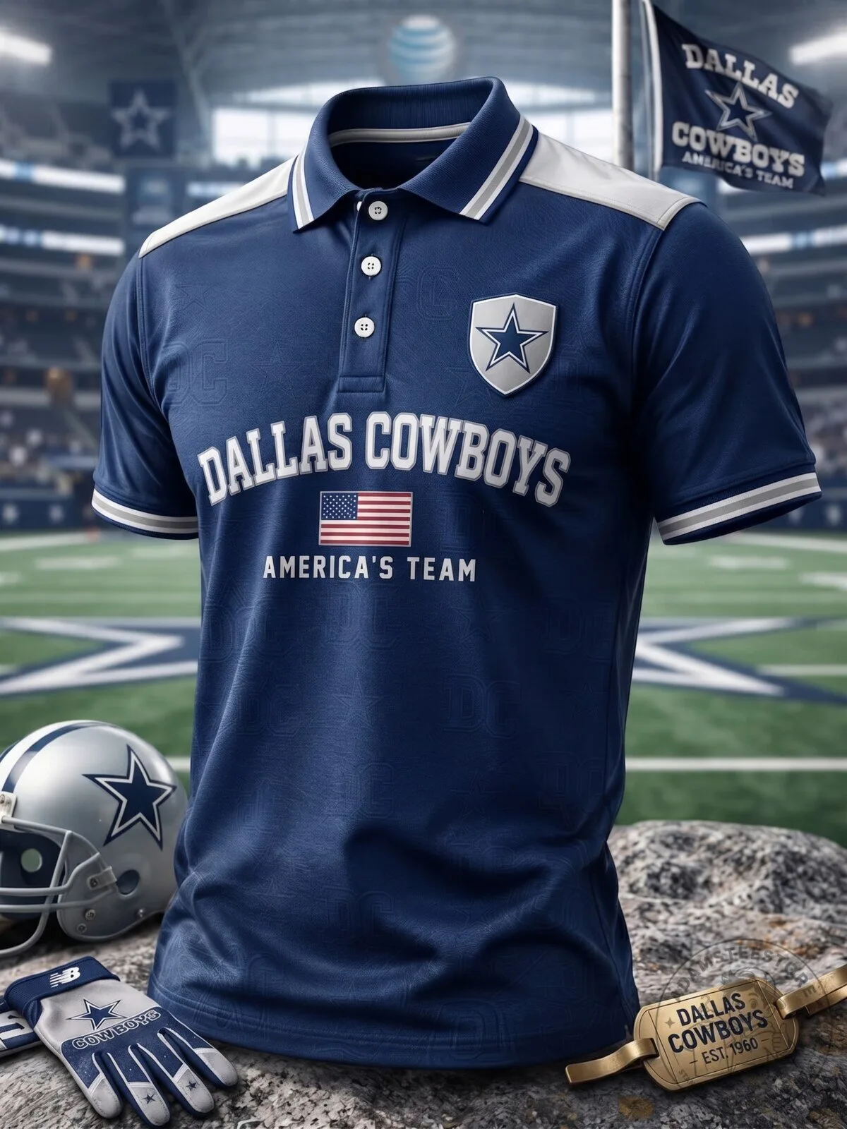 Dallas Cowboys America's Team Blue Short-Sleeve Polo Shirt