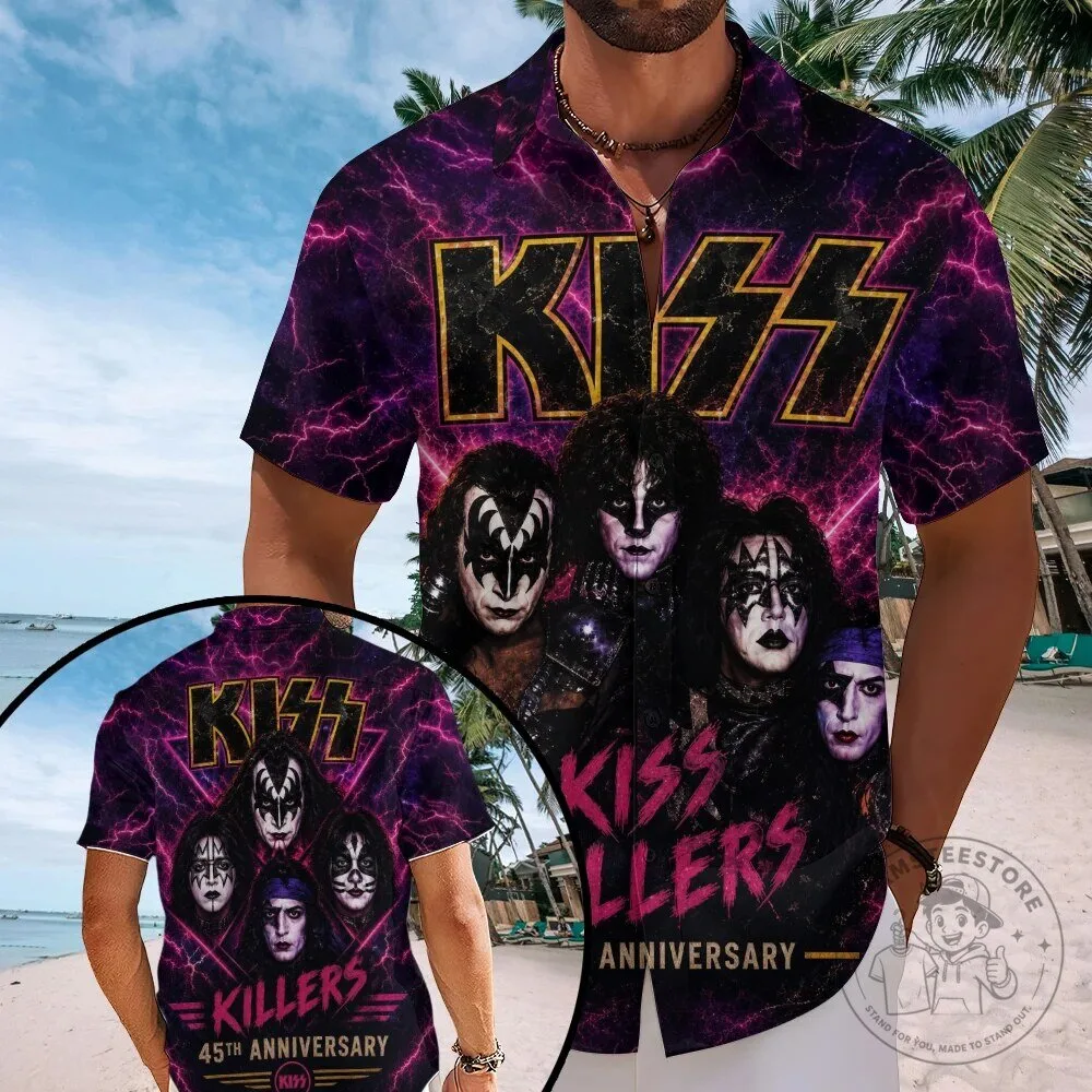 KISS Killers 45th Anniversary Album Art Rock Band Hawaiian Shirt