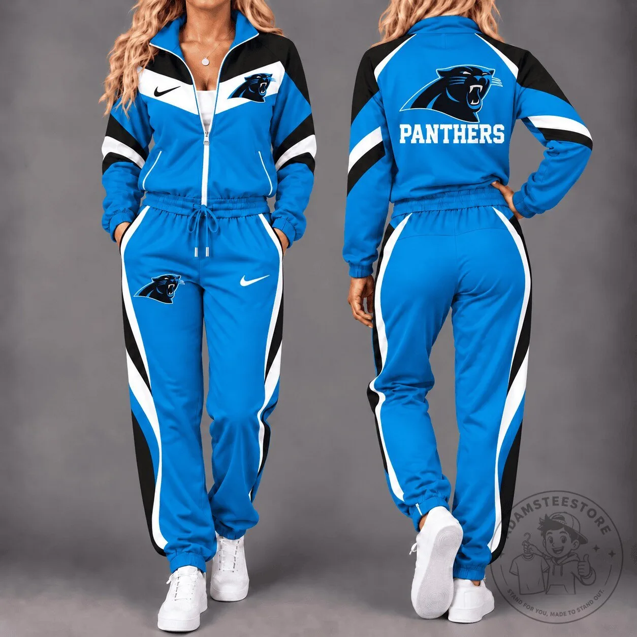 Carolina Panthers NFL Team Logo Blue and Black Tracksuit Jacket