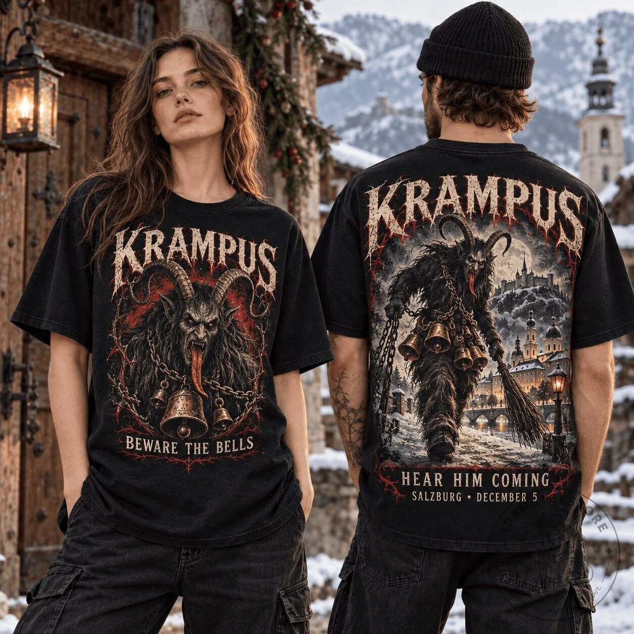 Krampus Beware The Bells Hear Him Coming Horror T-Shirt