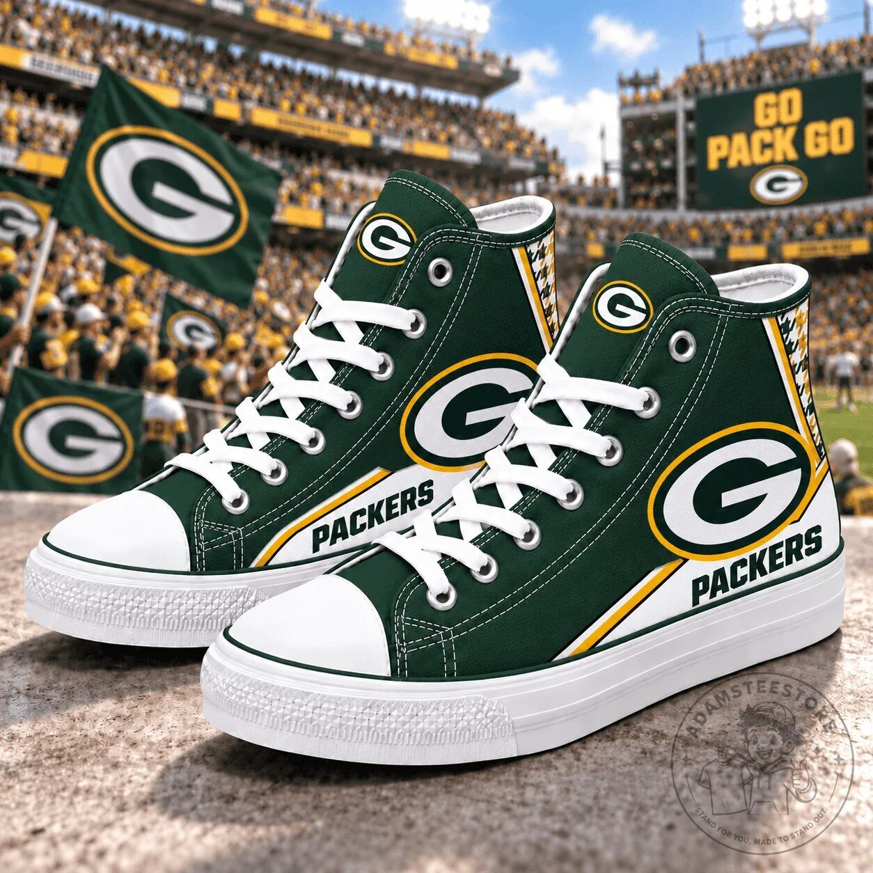 Green Bay Packers NFL Team Logo High-Top Canvas Shoes for Game Day 3 Green Bay Packers NFL Team Logo High-Top Canvas Shoes for Game Day
