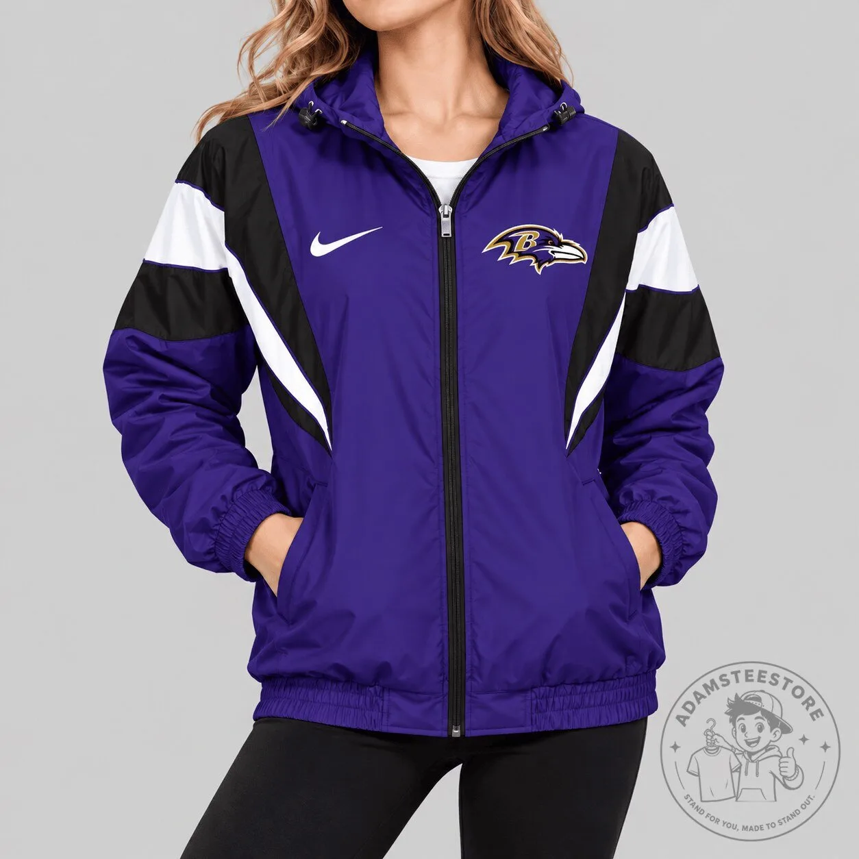 Baltimore Ravens Nike Purple Black White Color Block Windbreaker Jacket