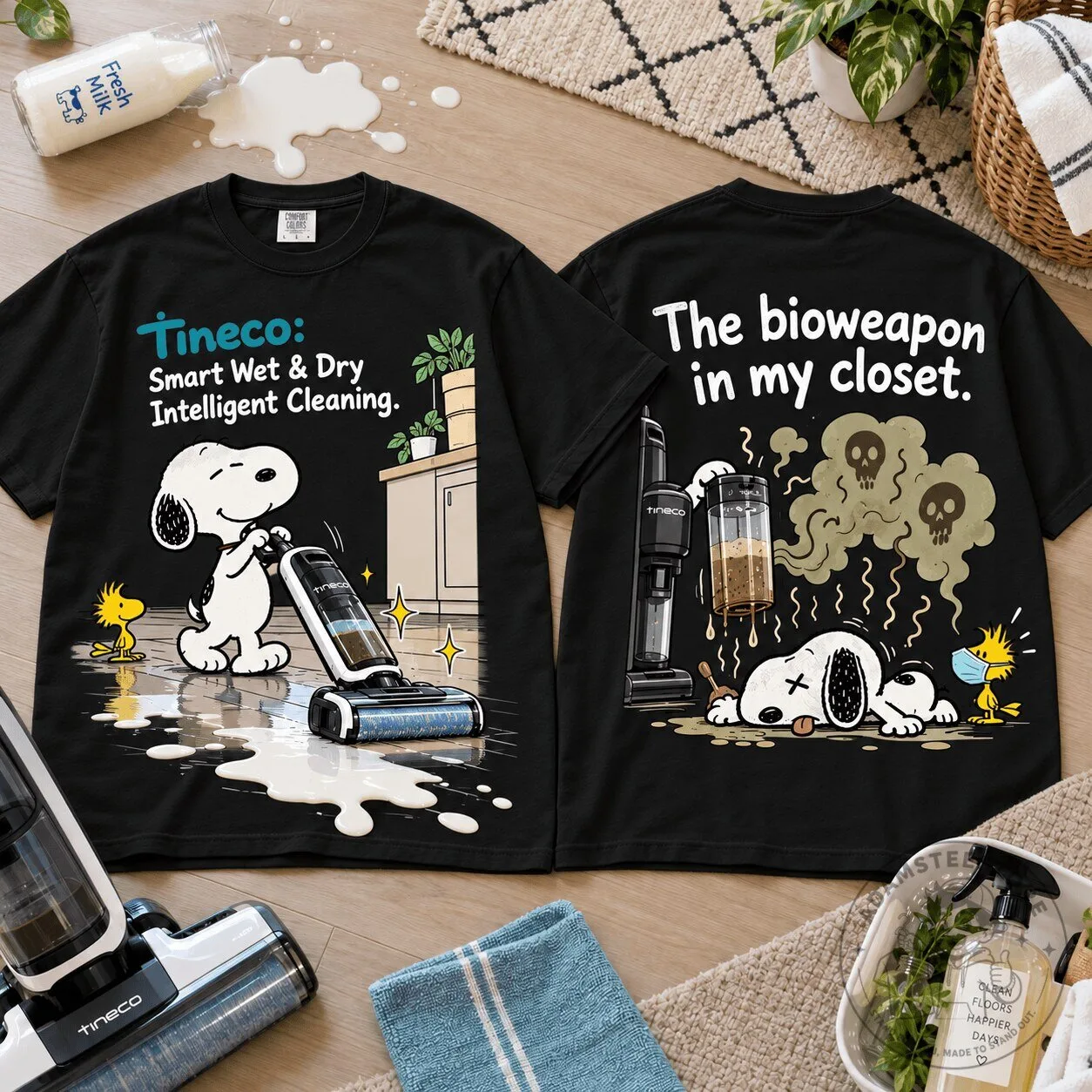 Snoopy Tineco Smart Wet and Dry Cleaning Funny Graphic T-Shirt